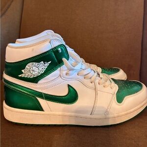Nike Air Jordan White and Green Athletic Shoes